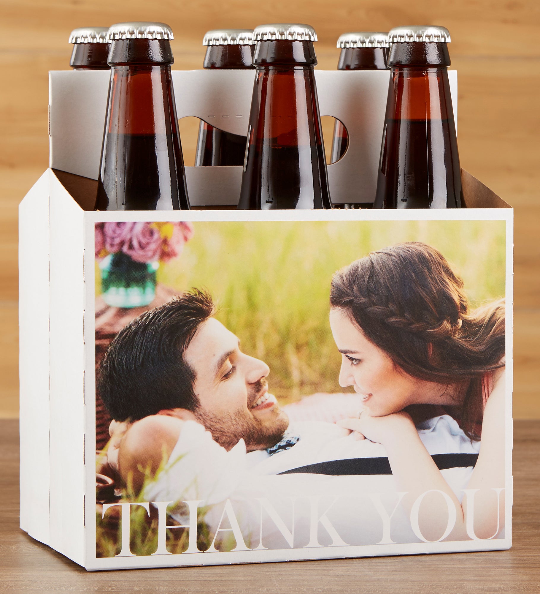 Thank You Wedding Photo Beer Bottle Labels & Bottle Carrier